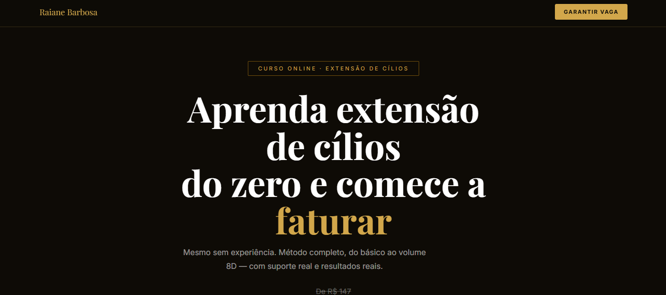 Prévia da landing page de Raiane Barbosa