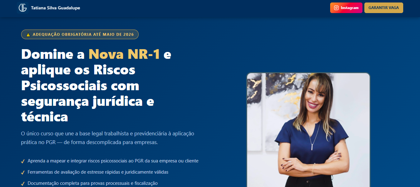 Prévia da página do curso NR1 de Tatiana